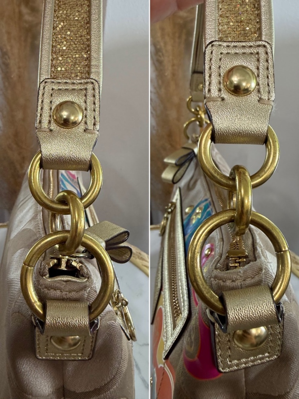 Coach Poppy Daisy Pop C Appliqué Hobo Shoulder Bag Vintage Y2K Purse F20029 - Picture 9 of 14